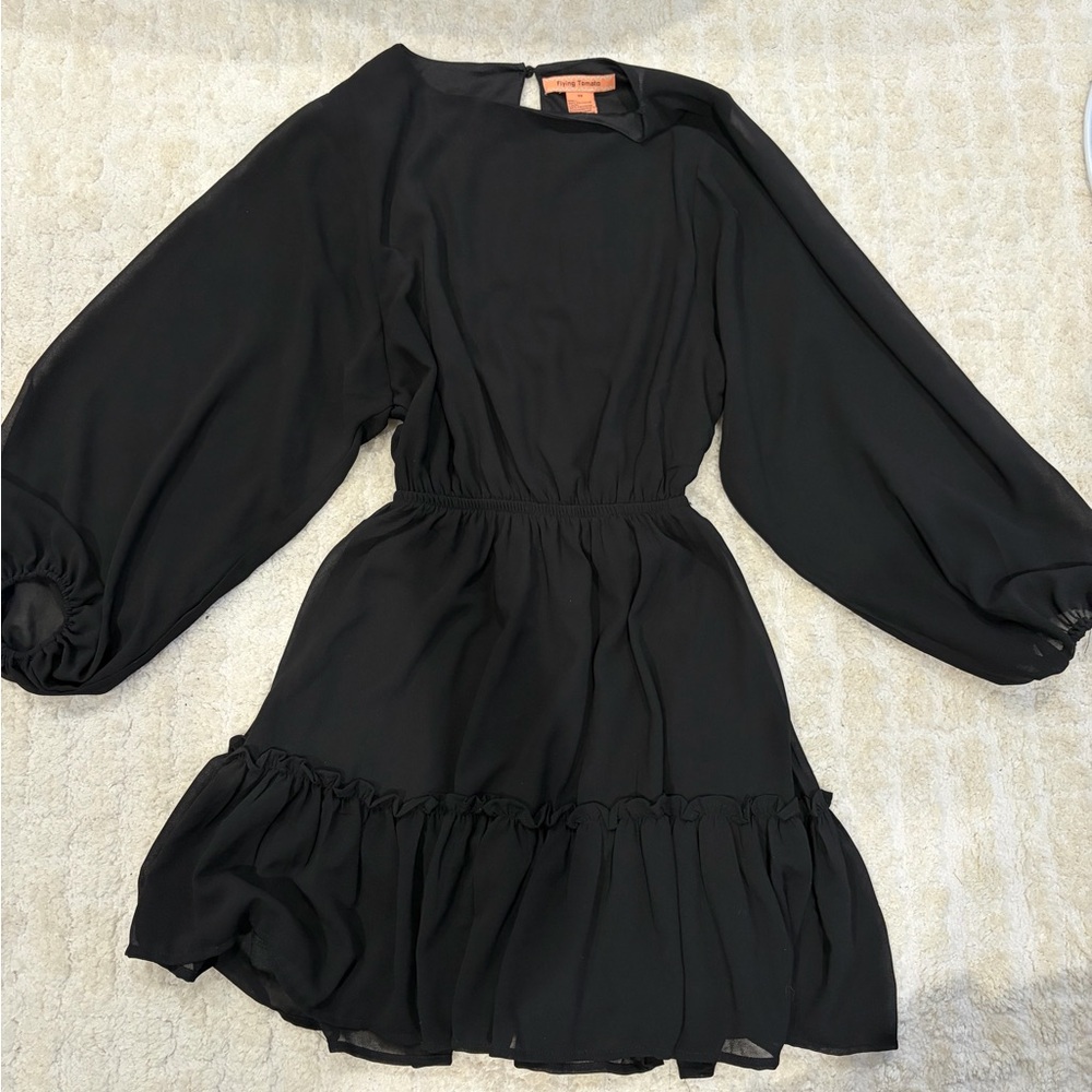 Flying Tomato Black Long Sleeve Dress